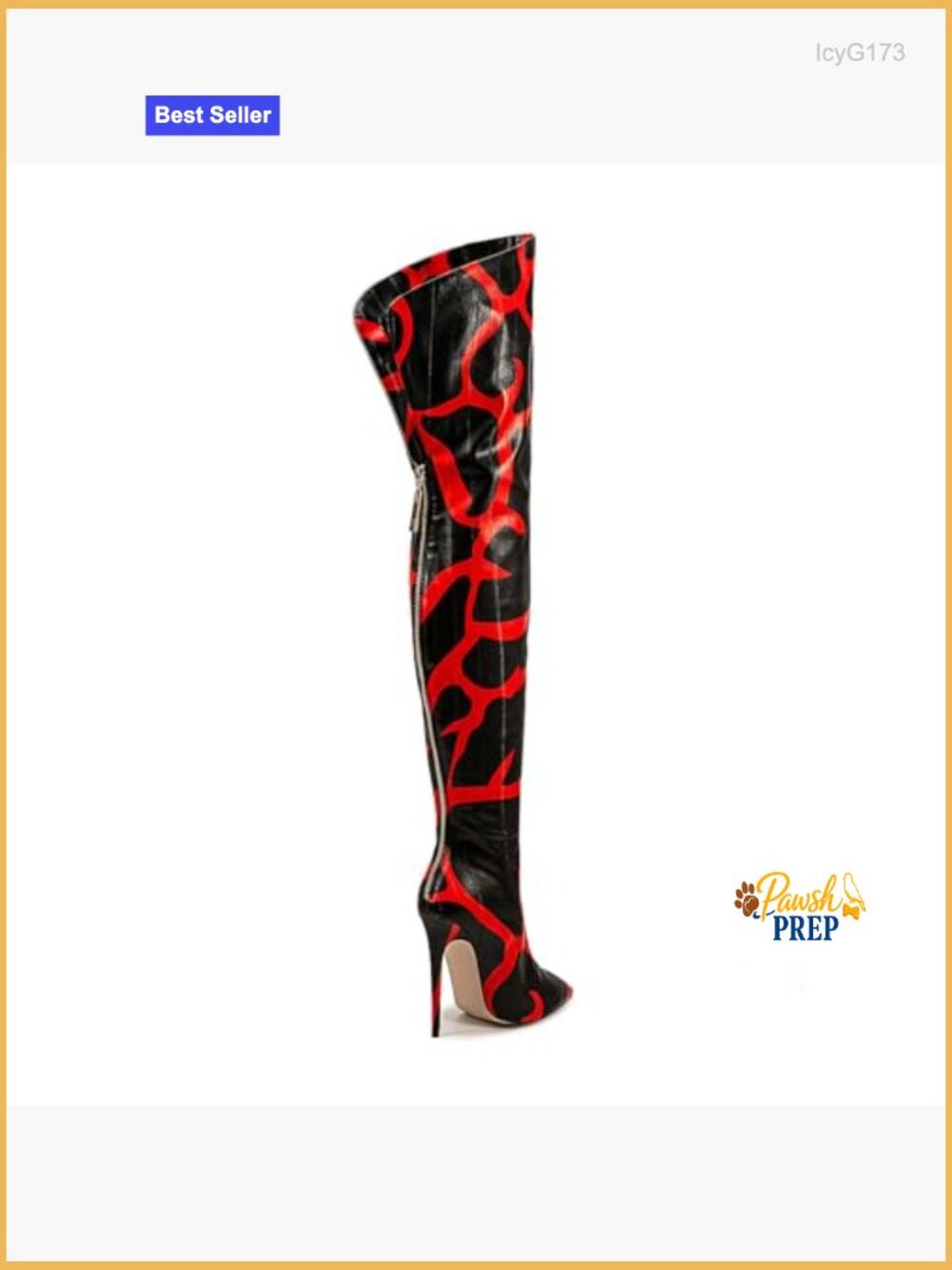 Thigh High Boots Over the Knee Stiletto Heel Pointed Toe Back Zipper Animal - Picture 4 of 7